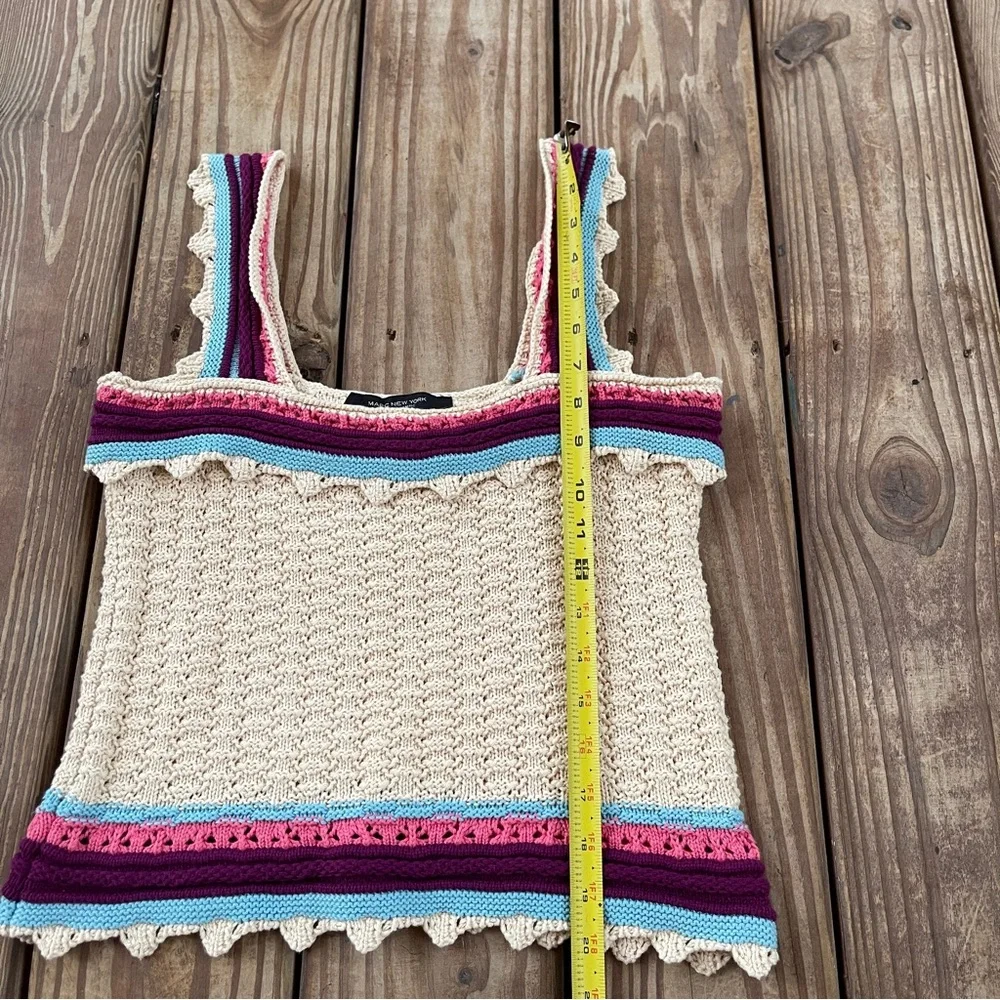 Marc New York Andrew Marc Crochet Knit Tank Top Boho Striped Small - Picture 4 of 6